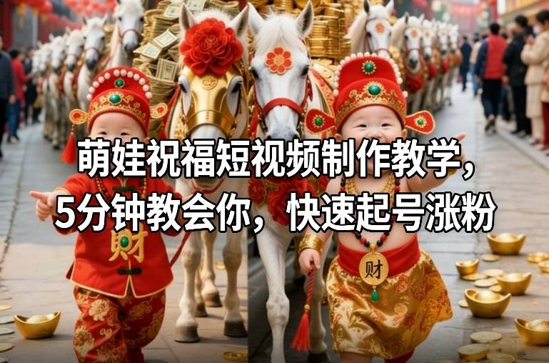 萌娃祝福短视频制作教学，5分钟教会你，快速起号涨粉-闲赋网
