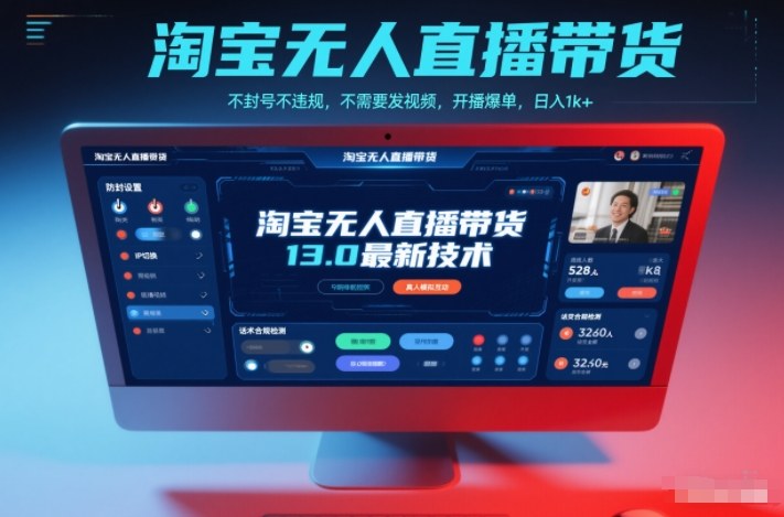 淘宝无人直播带货13.0最新技术，不封号不违规，不需要发视频，开播爆单，日入1k+【揭秘】-闲赋网