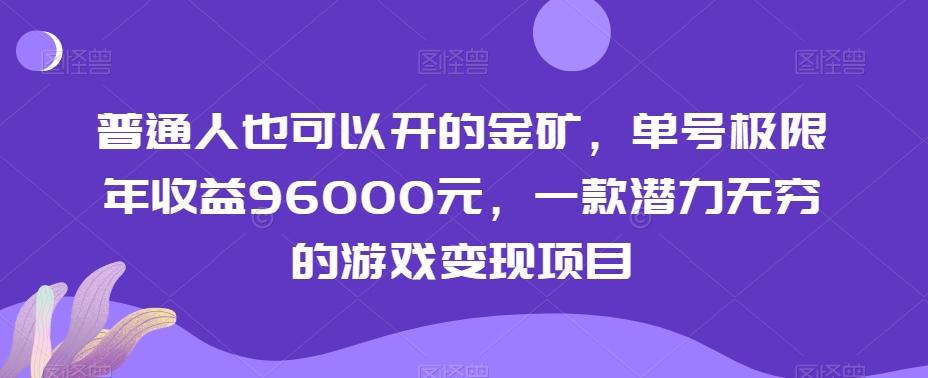 普通人也可以开的金矿，单号极限年收益96000元，一款潜力无穷的游戏变现项目【揭秘】-闲赋网