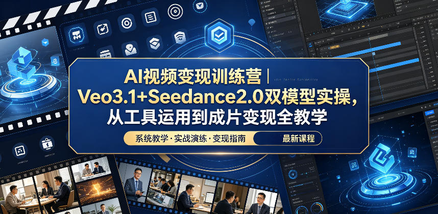 AI视频变现训练营｜Veo3.1+Seedance2.0双模型实操，从工具运用到成片变现全教学-闲赋网