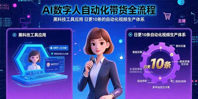 AI数字人自动化带货全流程：黑科技工具应用 日更10条的自动化视频生产体系-闲赋网