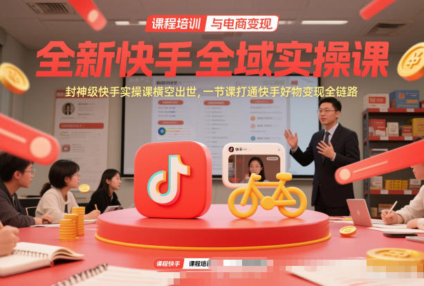全新快手全域实操课，封神级快手实操课横空出世，一节课打通快手好物变现全链路-闲赋网