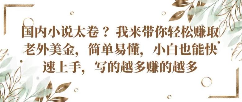 国内小说太卷 ?带你轻松赚取老外美金，简单易懂，小白也能快速上手，写的越多赚的越多【揭秘】-闲赋网