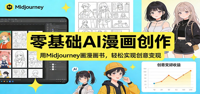 零基础AI漫画创作：用Midjourney画漫画书，轻松实现创意变现-闲赋网