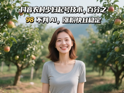 抖音农村少妇起号技术，百分之98不判AI，涨粉快且稳定-闲赋网