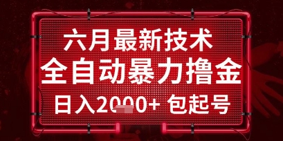 六月最新技术全自动暴力撸金，稳定日入2k+包起号，长期稳定【揭秘】-闲赋网