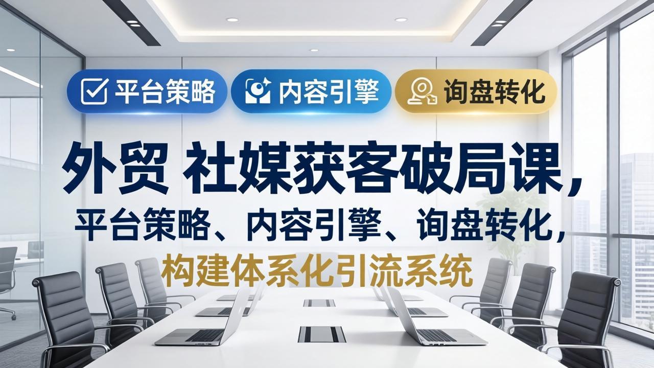 外贸 社媒获客破局课，平台策略、内容引擎、询盘转化，构建体系化引流系统(更新26年3月-闲赋网