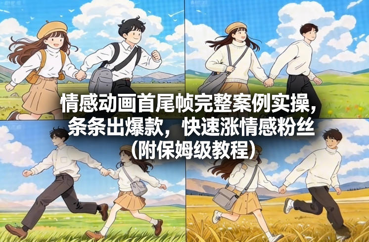 情感动画首尾帧完整案例实操，条条出爆款，快速涨情感粉丝(附保姆级教程)-闲赋网