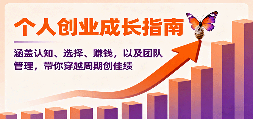 个人创业成长指南：涵盖认知、选择、赚钱，以及团队管理，带你穿越周期创佳绩-闲赋网