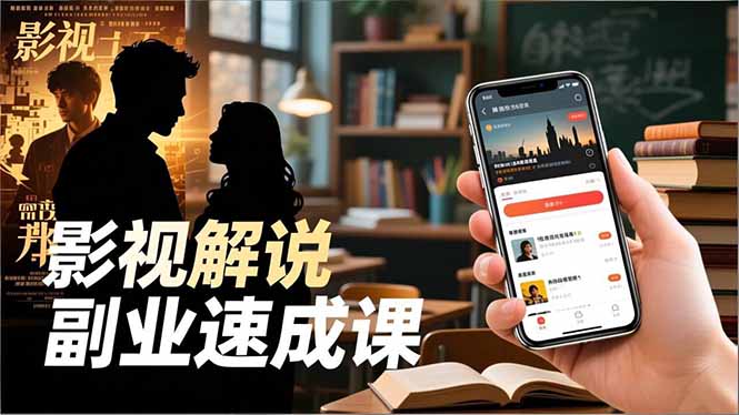 Tk影视解说副业速成课，软件安装、全流程实操、爆款预设，新手两周变现-闲赋网