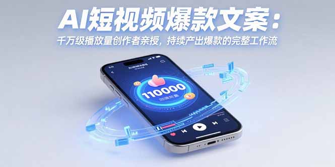 AI短视频爆款文案：千万级播放量创作者亲授，持续产出爆款的完整工作流-闲赋网