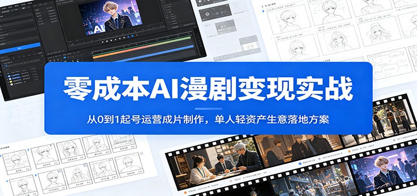 零成本AI漫剧变现实战：从0到1起号运营成片制作，单人轻资产生意落地方案-闲赋网