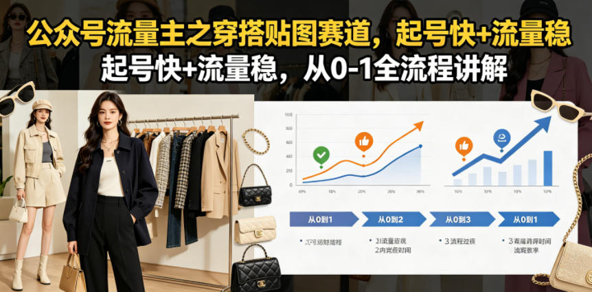 公众号流量主之穿搭贴图赛道，起号快+流量稳，从0-1全流程讲解-闲赋网
