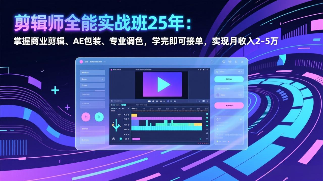 剪辑师全能实战班25年：掌握商业剪辑、AE包装、专业调色，学完即可接单，实现月收入2-5万-闲赋网