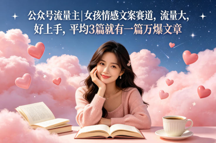 公众号流量主女孩情感文案赛道，流量大，好上手，平均3篇就有一篇万爆文章-闲赋网