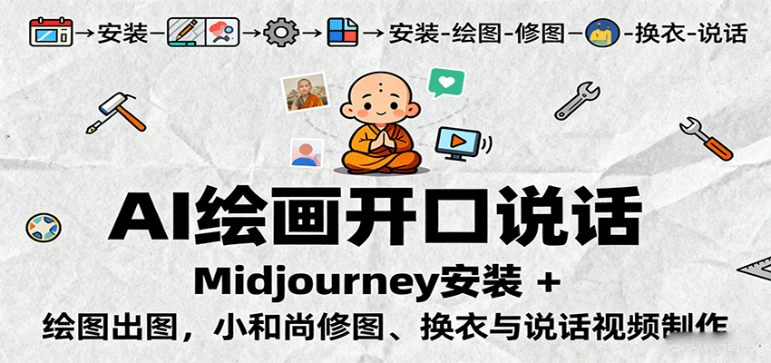 AI绘画开口说话，Midjourney安装 + 绘图出图，小和尚修图、换衣与说话视频制作-闲赋网
