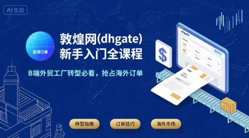 敦煌网(dhgate)新手入门全课程，B端外贸工厂转型必看，抢占海外订单-闲赋网