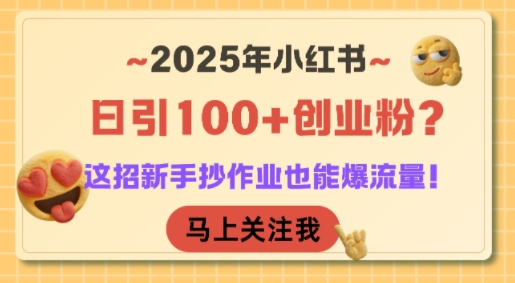 2025年小红书日引100+创业粉？这招新手抄作业也能爆流量！-闲赋网