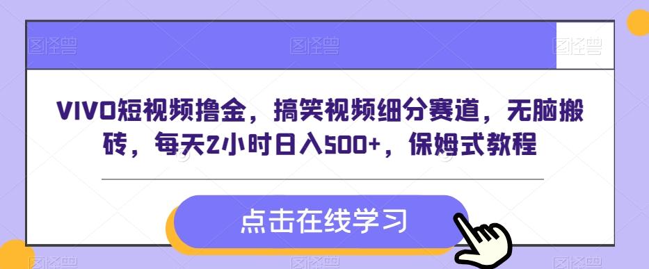 VIVO短视频撸金，搞笑视频细分赛道，无脑搬砖，每天2小时日入500+，保姆式教程-闲赋网
