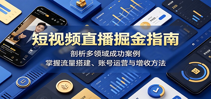 短视频直播掘金指南：剖析多领域成功案例，掌握流量搭建、账号运营与增收方法-闲赋网