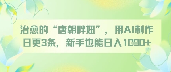 治愈的“唐朝胖妞”，用AI制作日更3条，新手也能日入多张-闲赋网