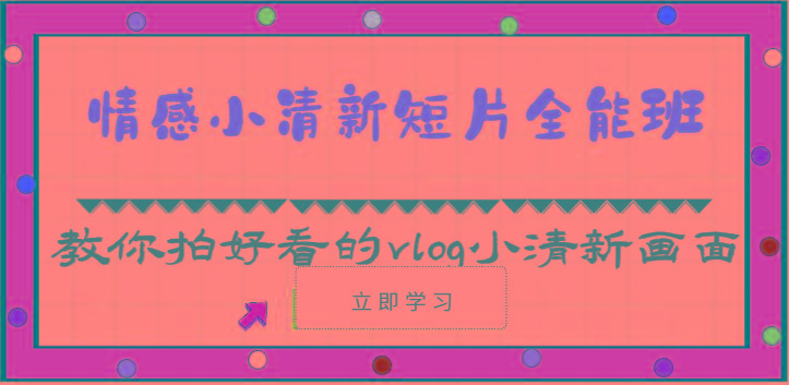 情感小清新短片全能班-教你拍好看的vlog小清新画面(30节课)-闲赋网