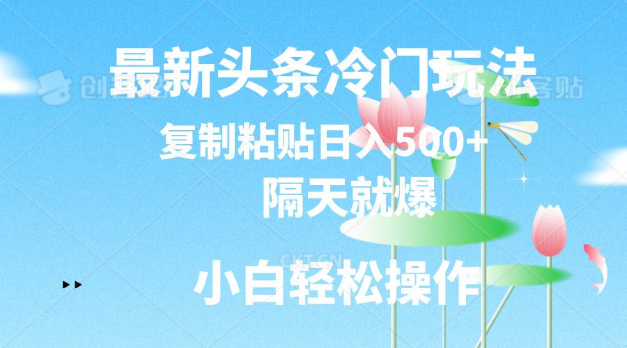 最新头条冷门玩法，隔天就爆，复制粘贴日入500+-闲赋网