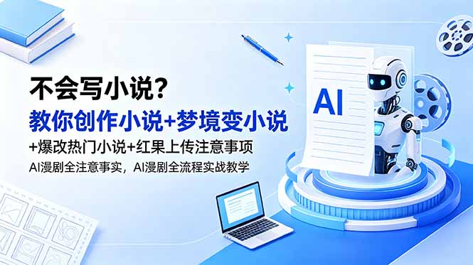 不会写小说？教你创作小说+梦境变小说+爆改热门小说+红果上传注意事项，AI漫剧全流程实战教学-闲赋网