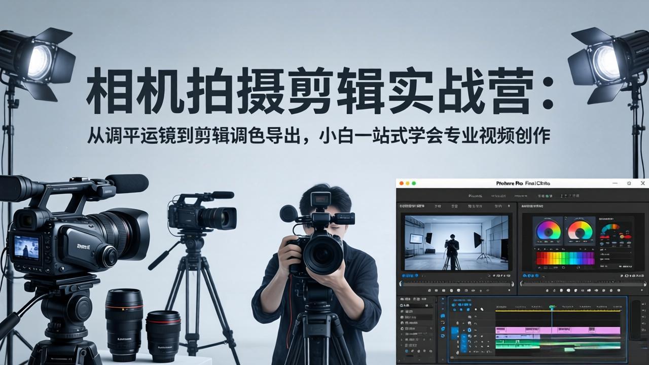 相机拍摄剪辑实战营：从调平运镜到剪辑调色导出，小白一站式学会专业视频创作-闲赋网