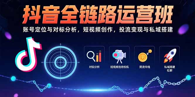 抖音全链路运营班：账号定位与对标分析，短视频创作，投流变现与私域搭建-闲赋网