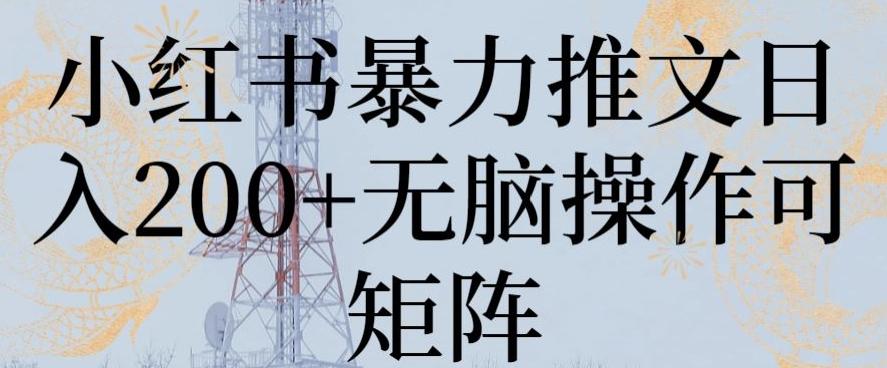 小红书暴力推文日入200+无脑操作可矩阵【揭秘】-闲赋网
