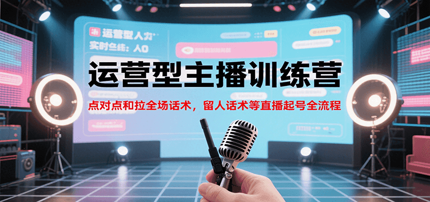 运营型主播训练营，点对点和拉全场话术，留人话术等直播起号全流程(更新7月)-闲赋网