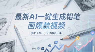 最新AI一键生成铅笔画爆款视频，多平台分发，日 入1k+，小白轻松上手【揭秘】-闲赋网