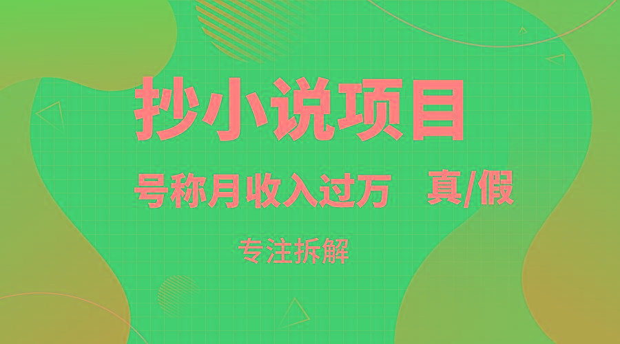 抄小说项目，号称月入过万，到底是否真实，能不能做，详细拆解-闲赋网