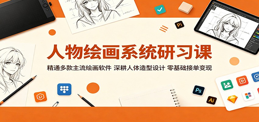 人物绘画系统研习课：精通多款主流绘画软件，深耕人体造型设计，零基础接单变现-闲赋网