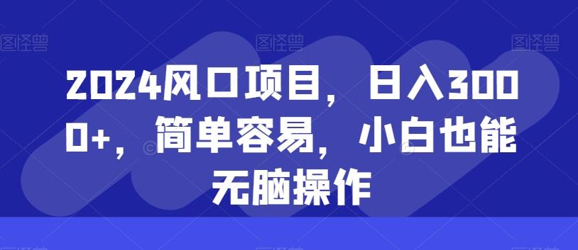 2024风口项目，日入3000+，简单容易，小白也能无脑操作-闲赋网