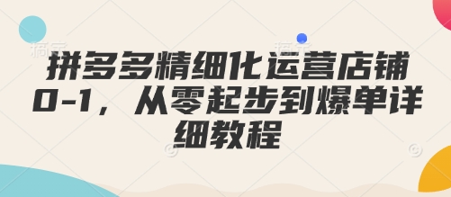 拼多多精细化运营店铺0-1，从零起步到爆单详细教程-闲赋网