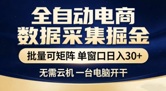独家电商数据全自动采集项目，批量可矩阵，单窗口轻松日入3张+【揭秘】-闲赋网