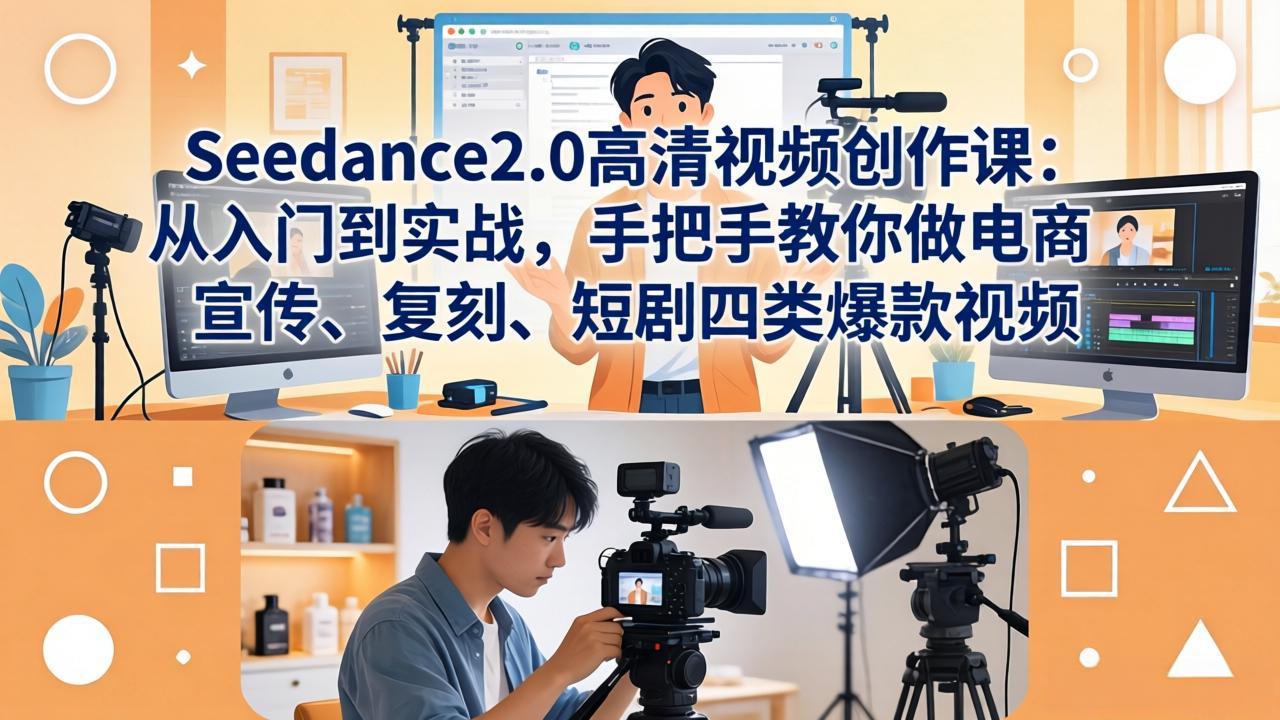 Seedance2.0高清视频创作课：从入门到实战，手把手教你做电商、宣传、复刻、短剧四类爆款视频-闲赋网
