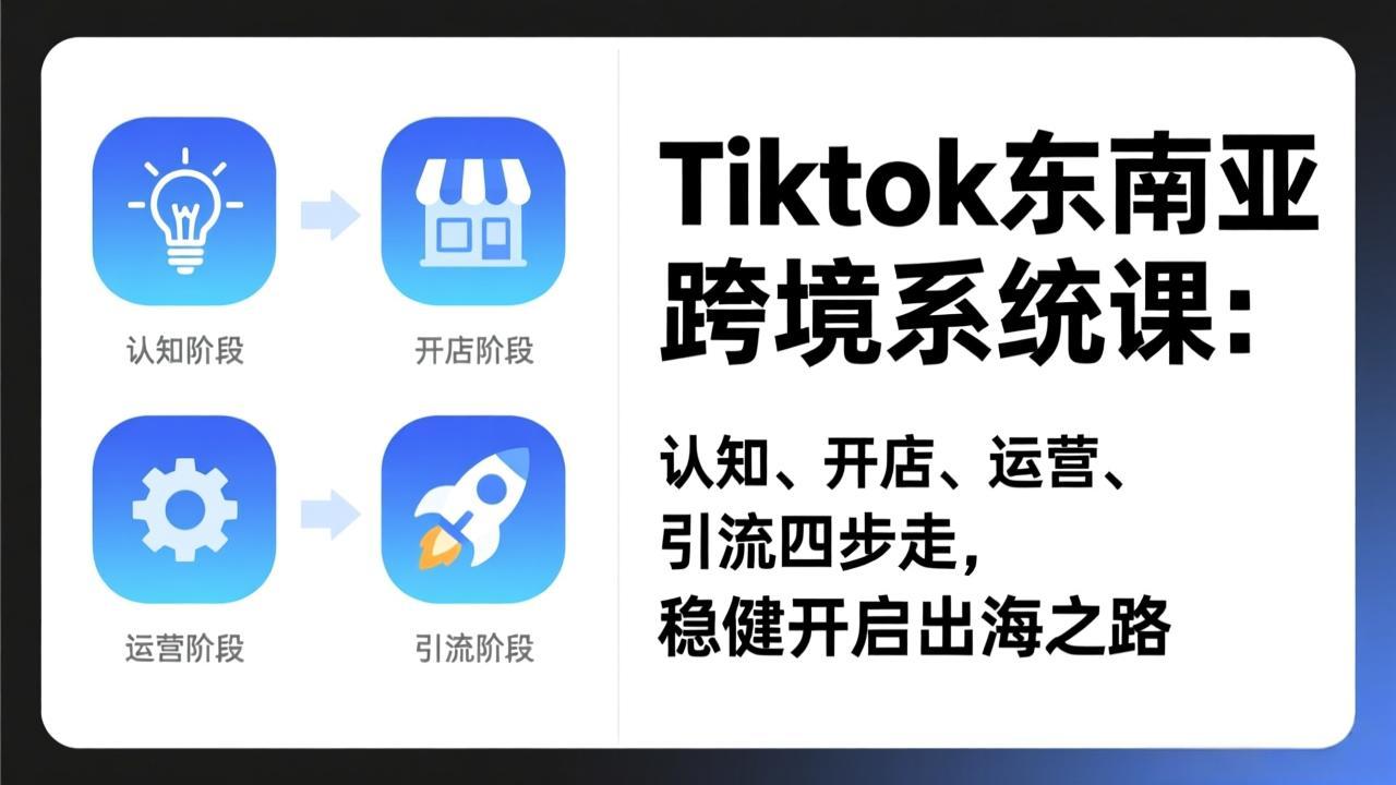 TikTok东南亚跨境系统课：认知、开店、运营、引流四步走，稳健开启出海之路-闲赋网