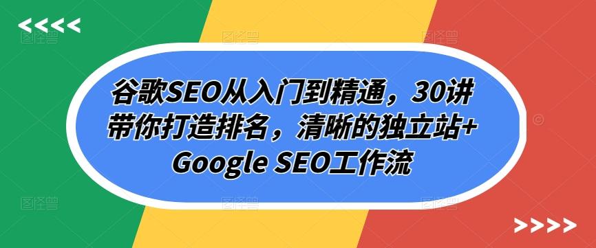 谷歌SEO从入门到精通，30讲带你打造排名，清晰的独立站+Google SEO工作流-闲赋网