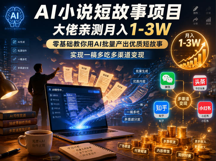 21da9fece82c146f6b241f9a164596d6.jpeg AI小说短故事项目,大佬亲测月入1-3W,零基础教你用AI批量产出优质短故事,实现一稿多吃多渠道变现