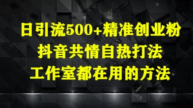 日引流500+精准创业粉，抖音共情自热打法，工作室都在用的方法-闲赋网