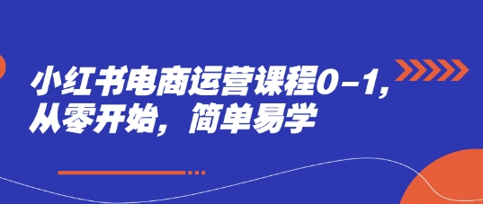 小红书电商运营课程0-1，从零开始，简单易学-闲赋网