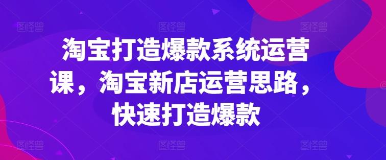 淘宝打造爆款系统运营课，淘宝新店运营思路，快速打造爆款-闲赋网