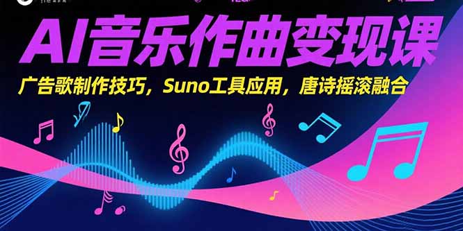 AI音乐作曲变现课，广告歌制作技巧，Suno工具应用，唐诗摇滚融合-闲赋网
