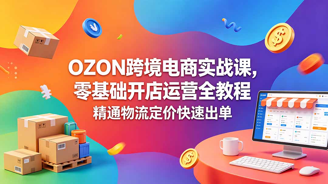OZON 跨境电商实战课，零基础开店运营全教程，精通物流定价快速出单-闲赋网