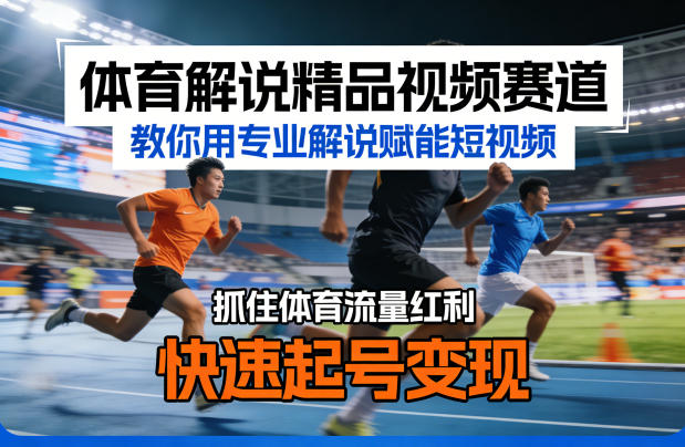 体育解说精品视频赛道，教你用专业解说赋能短视频，抓住体育流量红利，快速起号变现-闲赋网