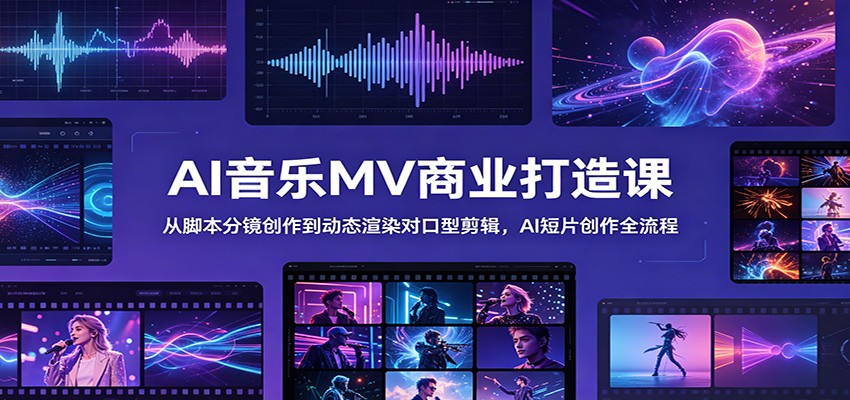 AI音乐MV商业打造课：从脚本分镜创作到动态渲染对口型剪辑，AI短片创作全流程-闲赋网