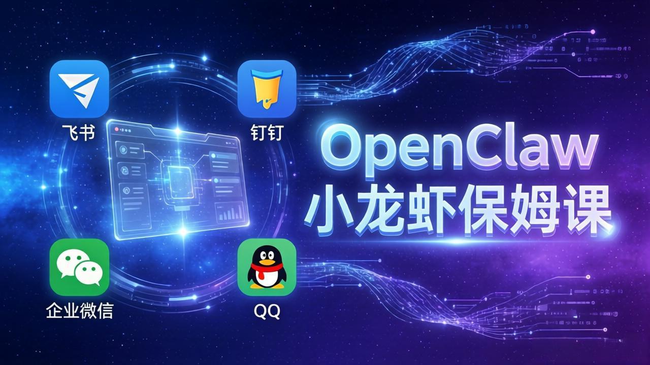 OpenClaw小龙虾保姆课： Windows/macOS/Linux/Docker全系统安装，飞书+钉钉+企业微信+QQ 全接入-闲赋网